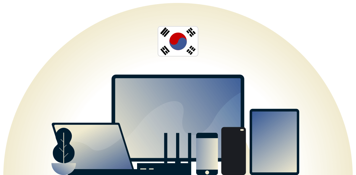 VPN de Corea del Sur que protege una variedad de dispositivos.
